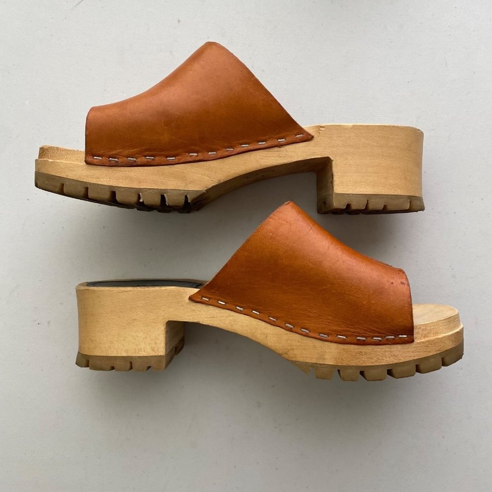 Swedish Hasbeens Ann Sandals Clogs Shoes Brown Tan - Picture 4 of 12